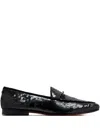 Sam Edelman Sequined Horsebit Loafers In Black