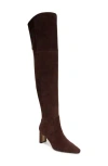 Sam Edelman Shea Womens Wide Calf Suede Over-the-knee Boots In Cafe Noir