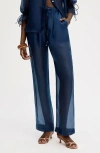 Sam Edelman Sheer Drawstring Pants In Blue