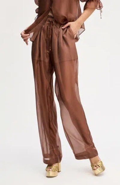 Sam Edelman Sheer Drawstring Pants In Brown