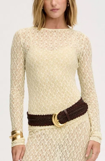 Sam Edelman Sheer Lace Top In Brown