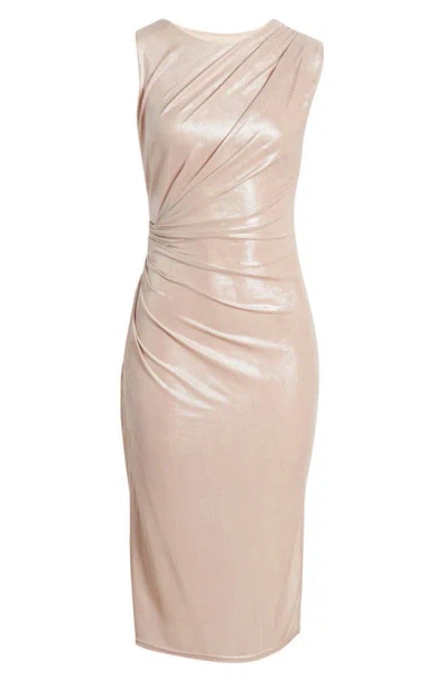 Sam Edelman Shimmer Pleated Dress In Natural Metallic