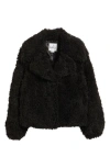Sam Edelman Short Faux Fur Jacket In Black