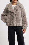Sam Edelman Short Faux Fur Jacket In Gray