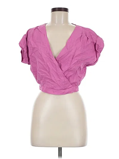 Pre-owned Sam Edelman Short Sleeve Top Pink Plunge Neckline Tops