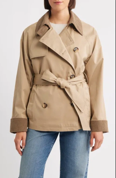 Sam Edelman Short Trench Coat In Brown