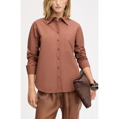 Sam Edelman Side Button Cotton Poplin Button-up Shirt In Brown
