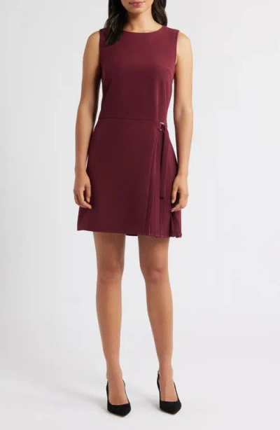 Sam Edelman Side Pleat Sheath Minidress In Burgundy
