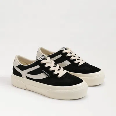 Sam Edelman Simone Lace Up Sneaker Black/sugar Leather In Black/sugar