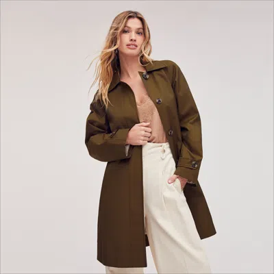 Sam Edelman Single Breasted Swing Trench Coat Wild Moss In Green