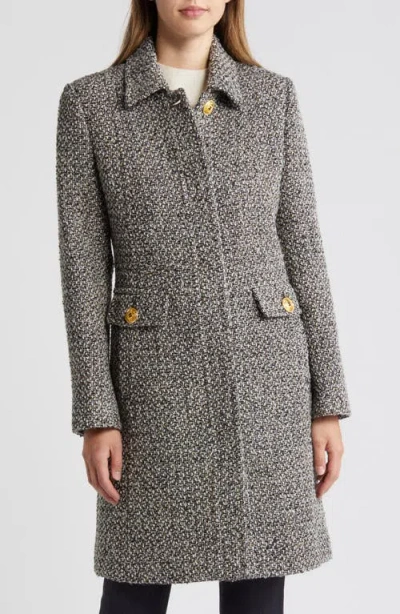 Sam Edelman Single Breasted Tweed Coat In Brown Tweed