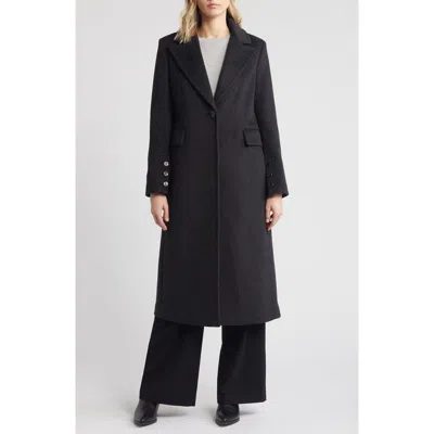 Sam Edelman Single Breasted Twill Reefer Coat In Charcoal