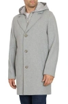 Sam Edelman Single Breasted Wool Blend Hooded Coat With Bib