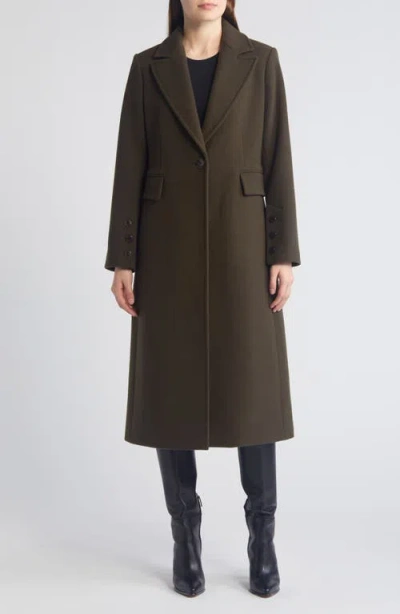 Sam Edelman Single Breasted Wool Blend Reefer Coat In Military Green