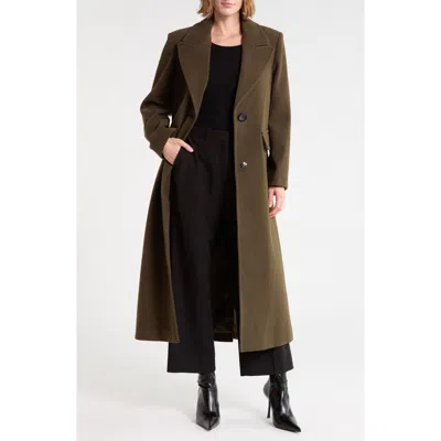 Sam Edelman Single Button Maxi Reefer Coat In Green