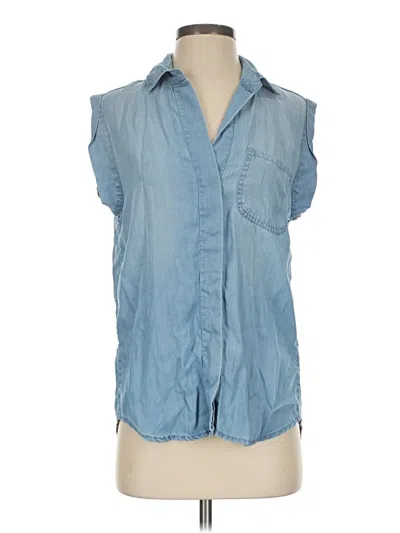 Pre-owned Sam Edelman Sleeveless Button Down Shirt In Blue