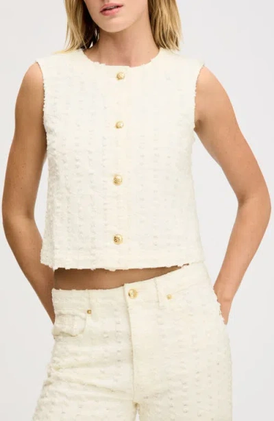Sam Edelman Sleeveless Distressed Denim Crop Top In White
