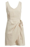 Sam Edelman Sleeveless Faux Wrap Minidress In Natural