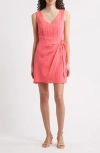 Sam Edelman Sleeveless Faux Wrap Minidress In Watermelon