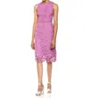 Sam Edelman Sleeveless Peacock Lace Fitted Midi Dress In Purple In Purple