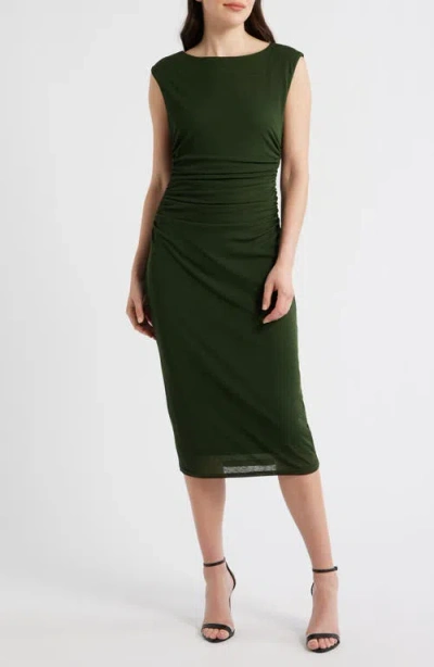 Sam Edelman Sleeveless Ruched Waist Jersey Midi Dress In Black