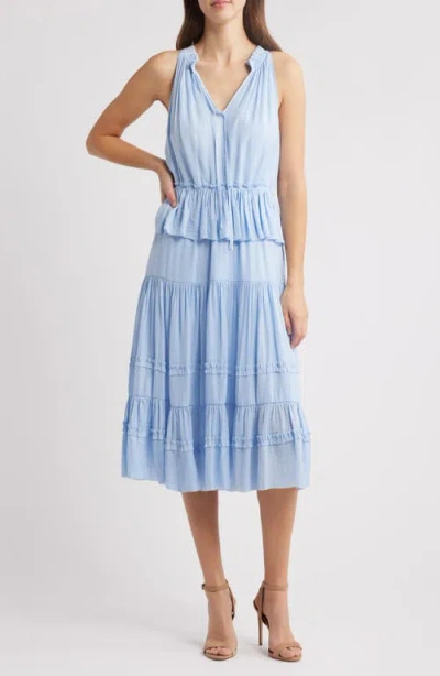 Sam Edelman Sleeveless Tiered Dress In Light Blue