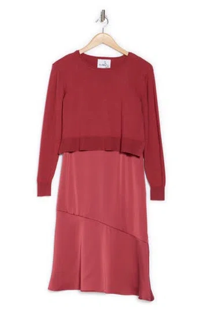 Sam Edelman Slipdress & Long Sleeve Sweater Two-piece Set In Rose
