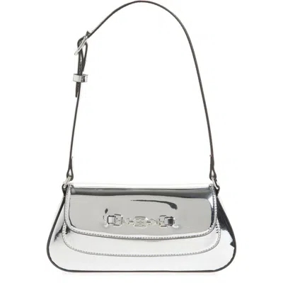 Sam Edelman Small Loraine Metallic Faux Leather Shoulder Bag In Silver