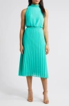Sam Edelman Accordion Pleated Mini Dress In Turquoise