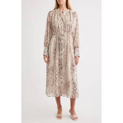 Sam Edelman Snake Printed Midi Shirtdress In Black