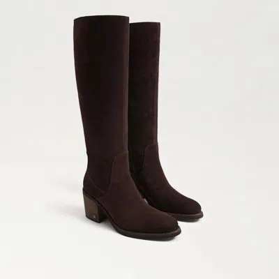 Sam Edelman Soyer Wide Calf Knee High Boot Café Noir Brown Suede