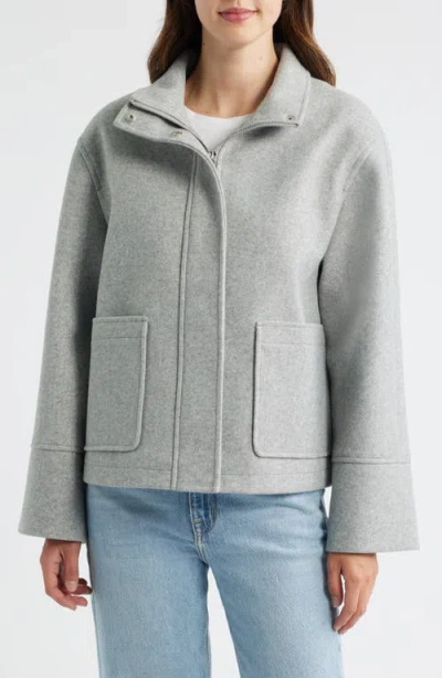 Sam Edelman Stand Collar Felt Jacket In Gray