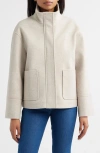 Sam Edelman Stand Collar Felt Jacket In White