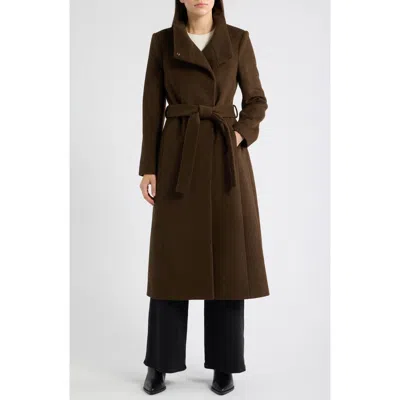 Sam Edelman Stand Collar Wrap Coat In Brown