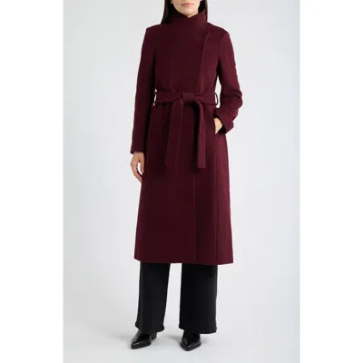 Sam Edelman Stand Collar Wrap Coat In Burgundy