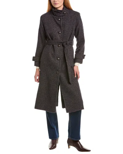 Sam Edelman Stand Collar Wrap Wool-blend Coat In Blue