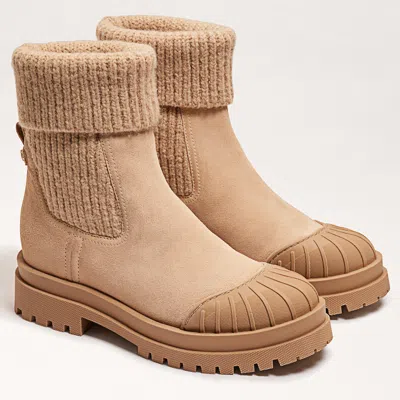 Sam Edelman Steele Knit Chelsea Boot Oat Suede/leather In Beige