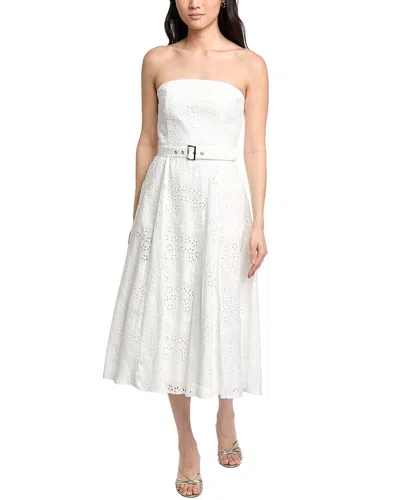 Sam Edelman Strapless Belted Eyelet Midi Dress In White