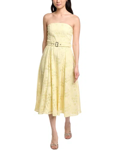 Sam Edelman Strapless Belted Eyelet Midi Dress In Yellow