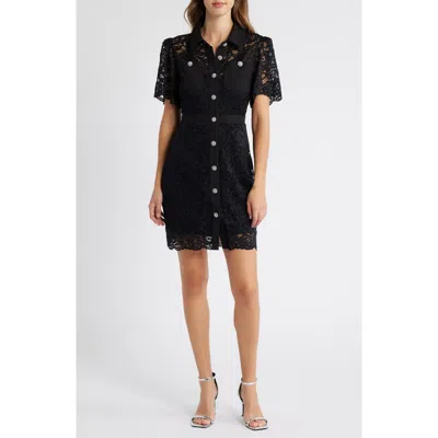 Sam Edelman Stretch Lace Shirtdress In Black | ModeSens