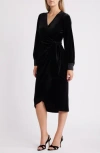 Sam Edelman Stretch Velvet Wrap Dress In Black