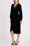 Sam Edelman Stretch Velvet Wrap Dress In Black