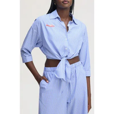 Sam Edelman Stripe Cotton Button-up Shirt In Purple