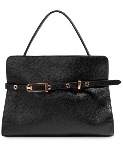 Sam Edelman Structured Florence Medium Leather Satchel Handbag In Black