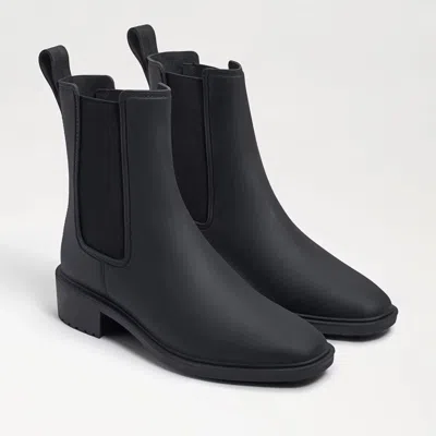 Sam Edelman Sue Booties Womens Black Almond Toe Slip-on Rain Boots Rhs8145