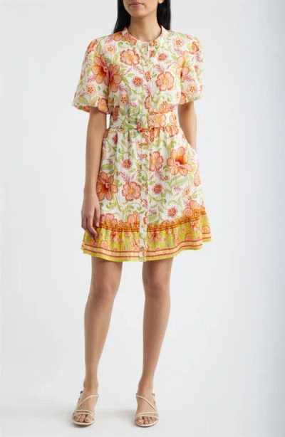 Sam Edelman Sunkissed Floral Puff Sleeve Belted Dress In Multi