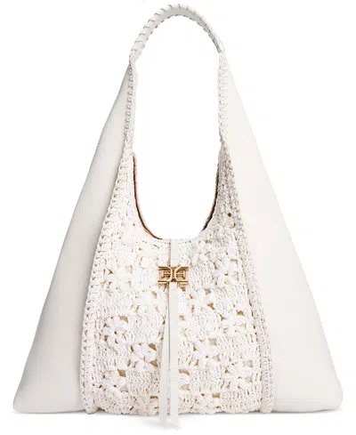 Sam Edelman Sylvia Crochet Raffia Hobo Bag In Eggshell