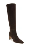 Sam Edelman Sylvia Womens Suede Tall Knee-high Boots In Chocolate Brown Suede