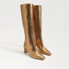 SAM EDELMAN SAM EDELMAN SYLVIA KNEE HIGH BOOT GOLD SNAKE EMBOSSED LEATHER
