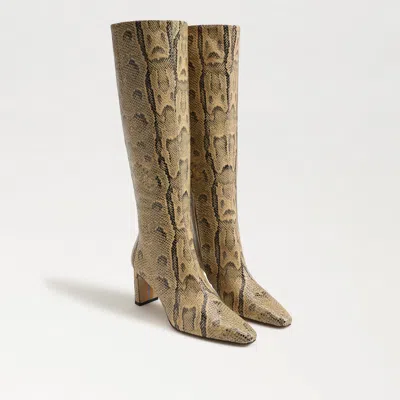 SAM EDELMAN SAM EDELMAN SYLVIA KNEE HIGH BOOT TAN PYTHON EMBOSSED LEATHER